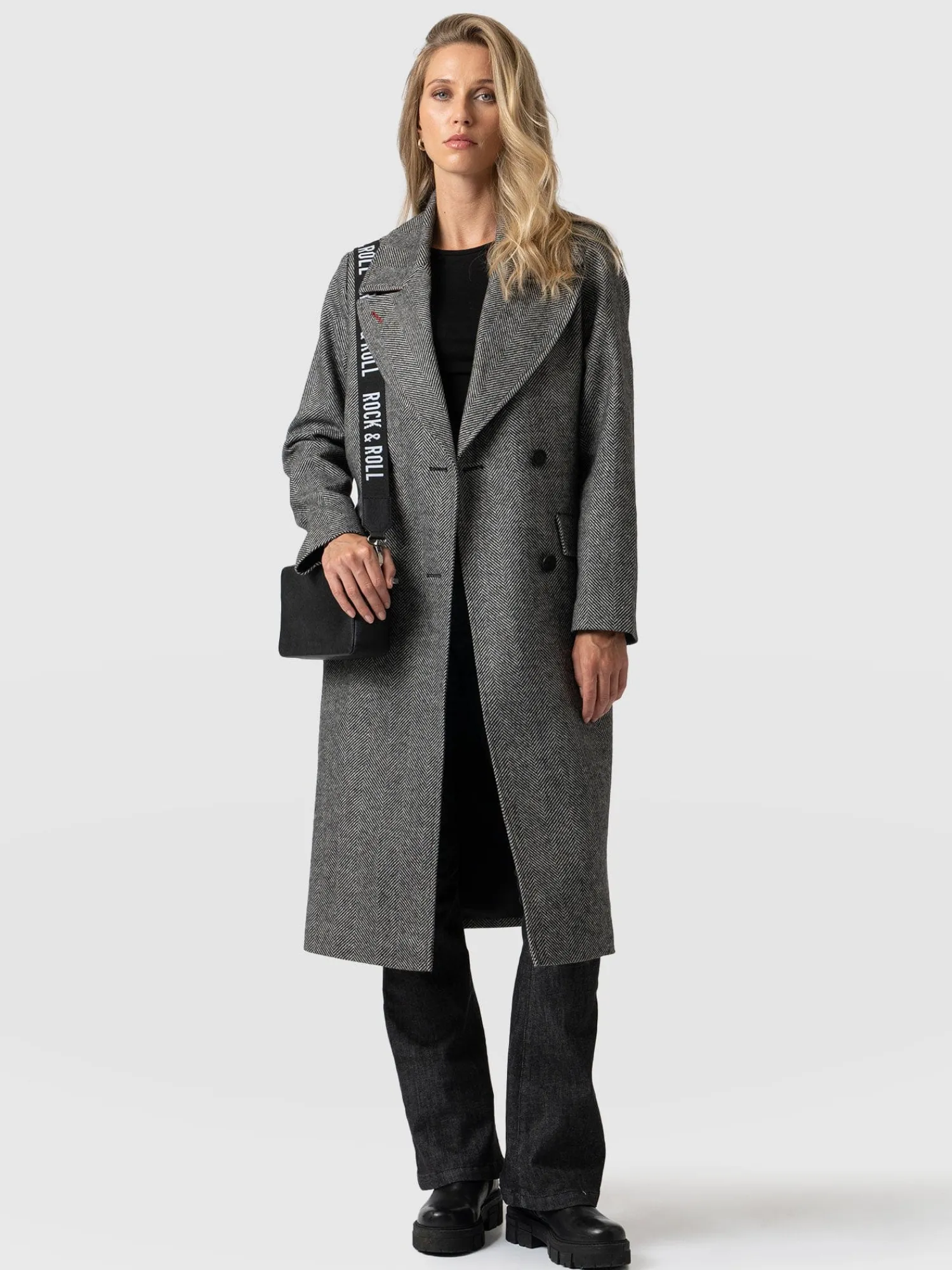 Discount Saint and Sofia Hampton Coat - Monochrome Chevron