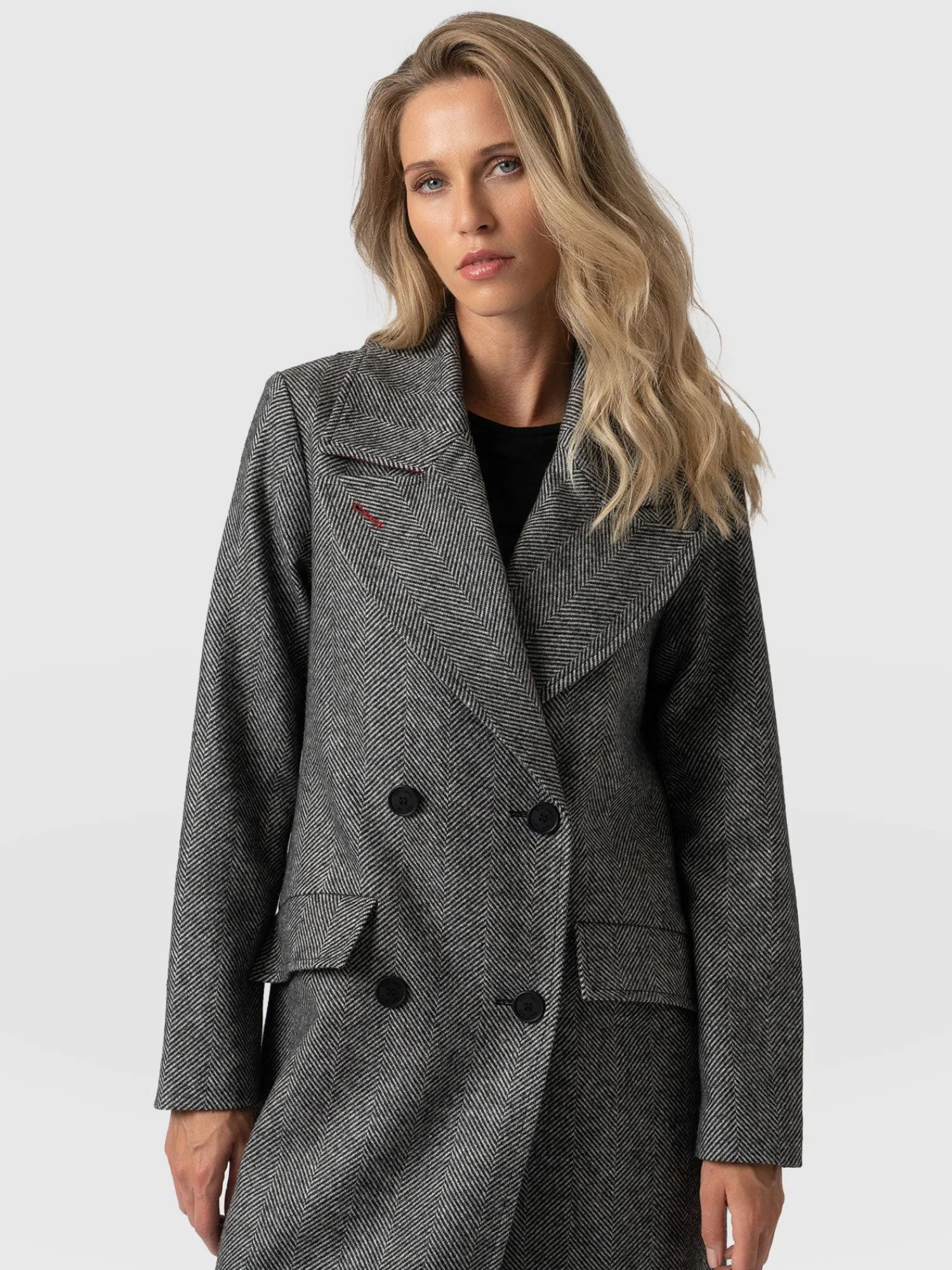 Discount Saint and Sofia Hampton Coat - Monochrome Chevron