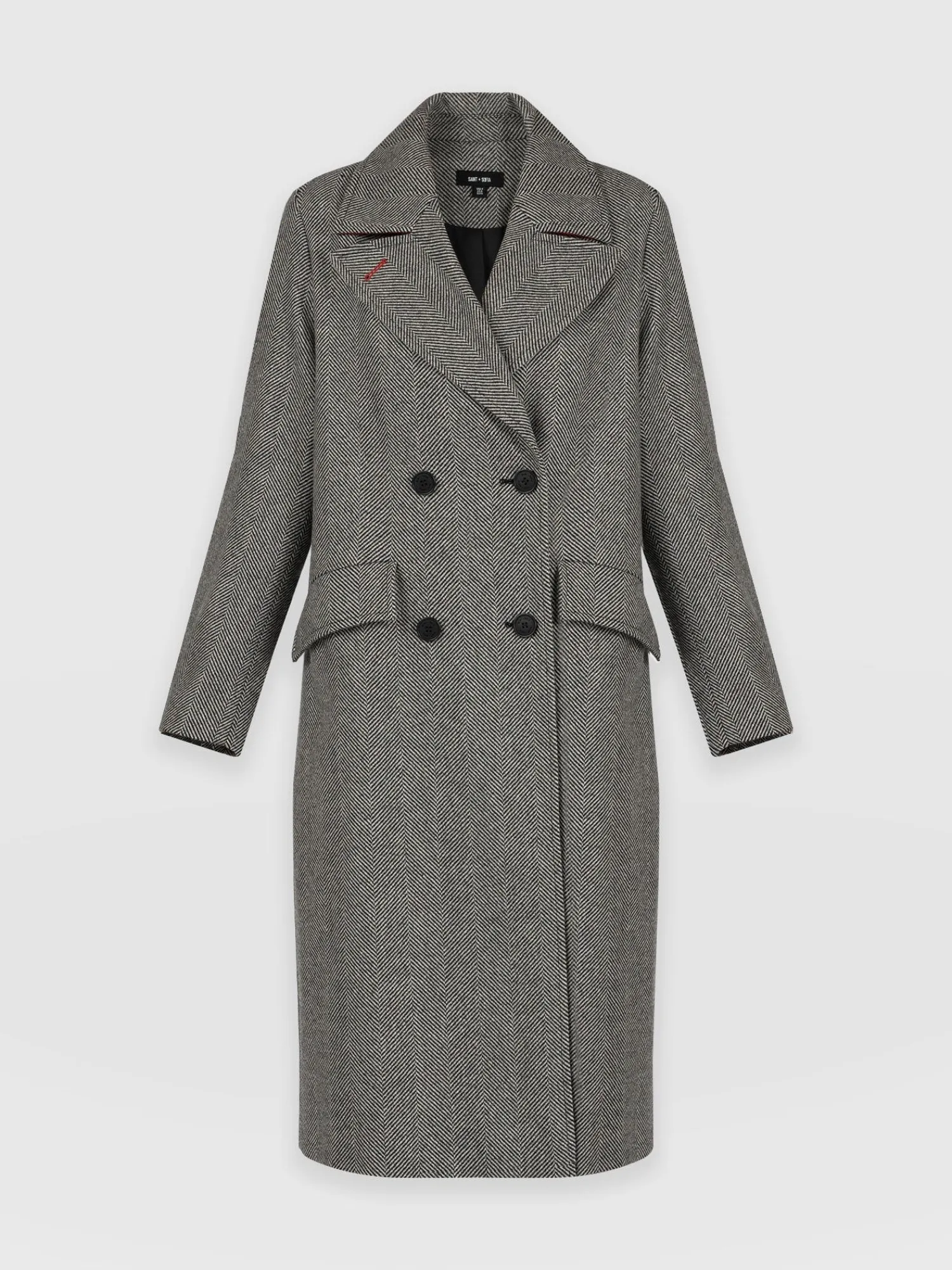 Discount Saint and Sofia Hampton Coat - Monochrome Chevron