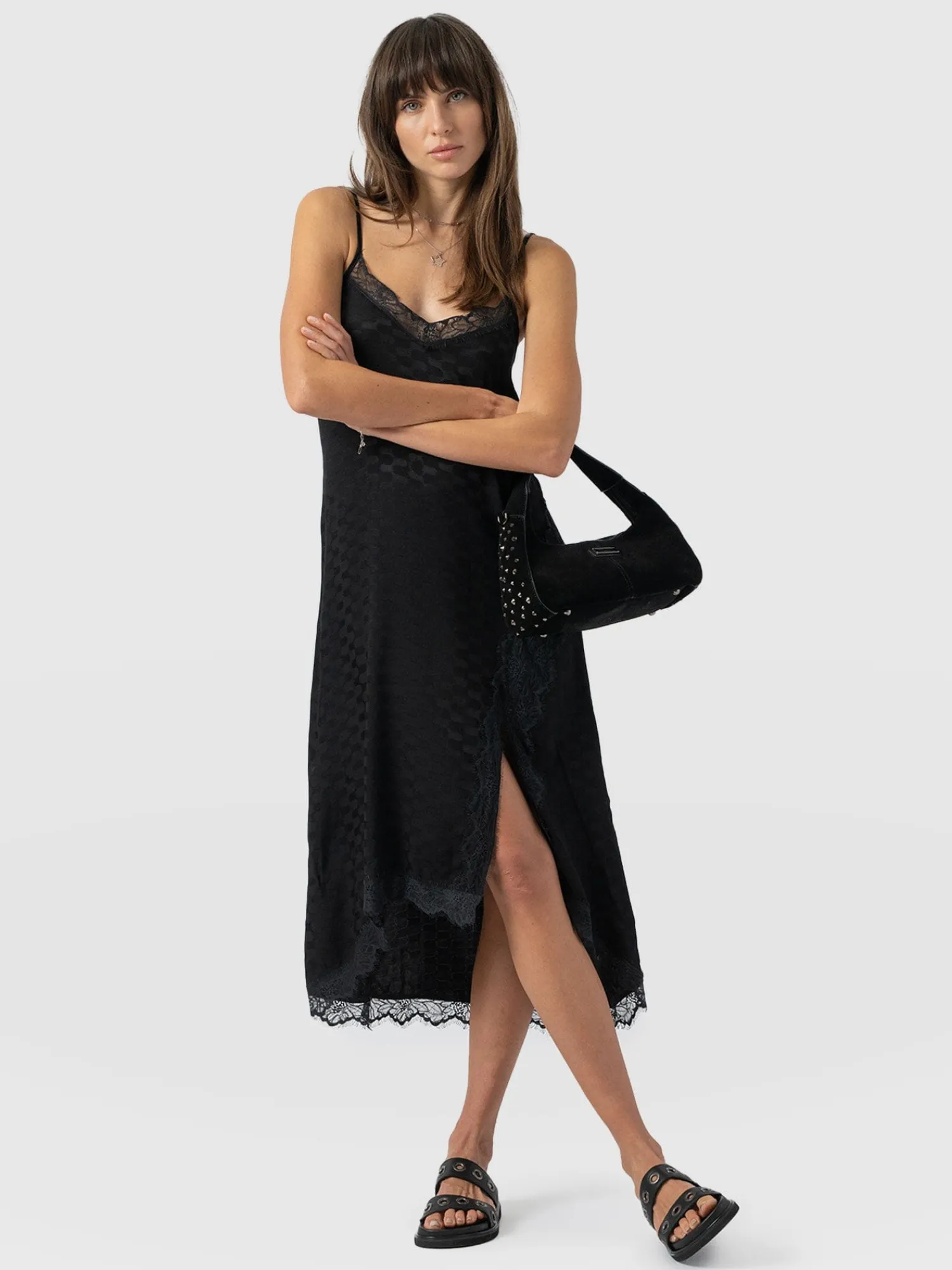 Hot Saint and Sofia Harper Lace Cami Dress - Black Jacquard