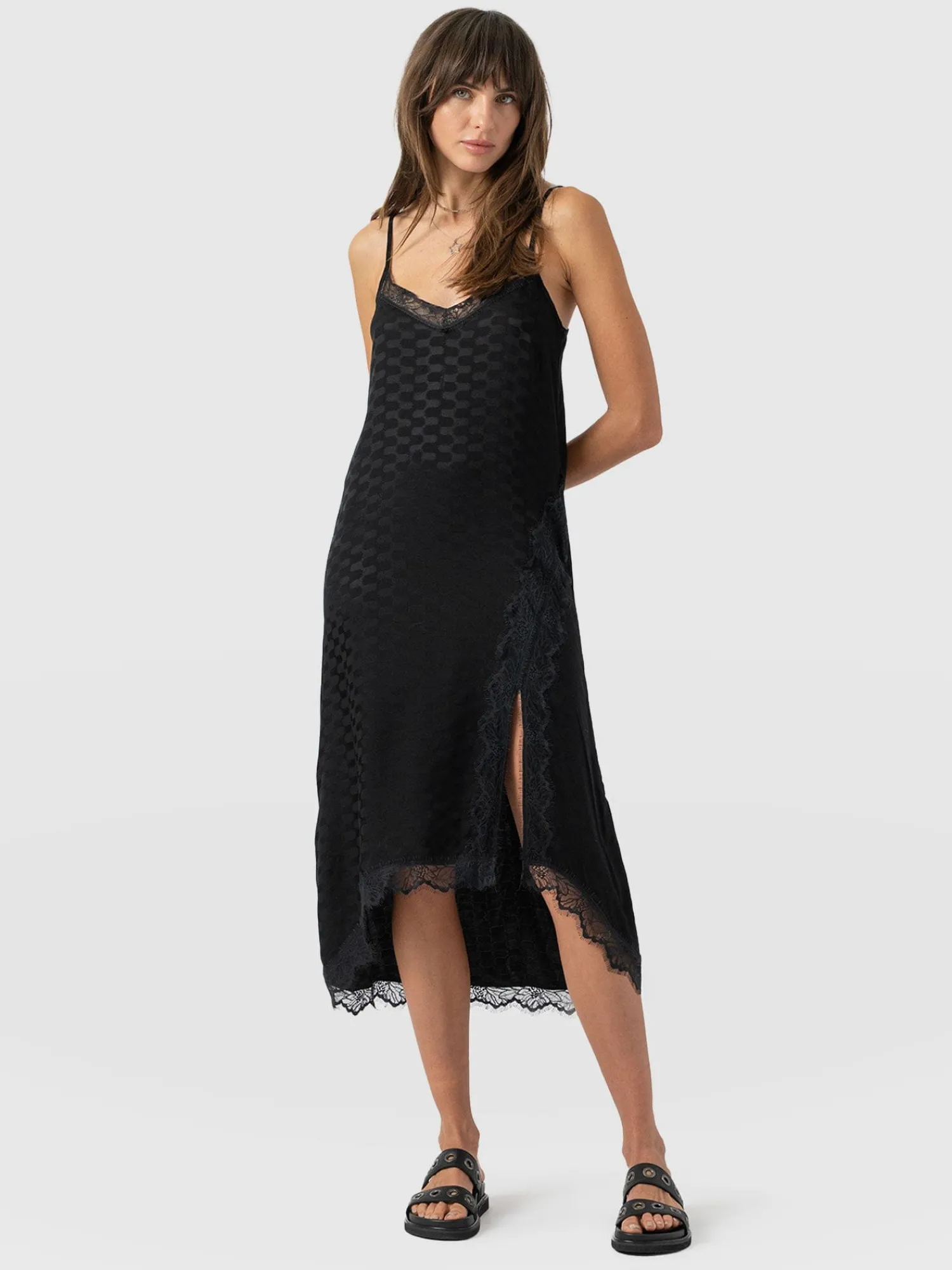 Hot Saint and Sofia Harper Lace Cami Dress - Black Jacquard