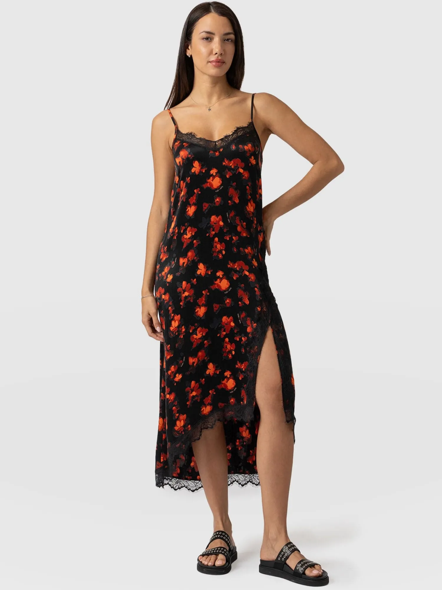 Fashion Saint and Sofia Harper Lace Cami Dress - Red Aurora