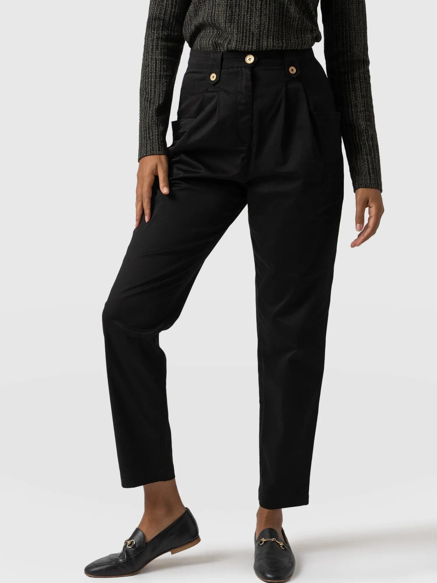 Online Saint and Sofia High Waisted Cargo Pant - Black