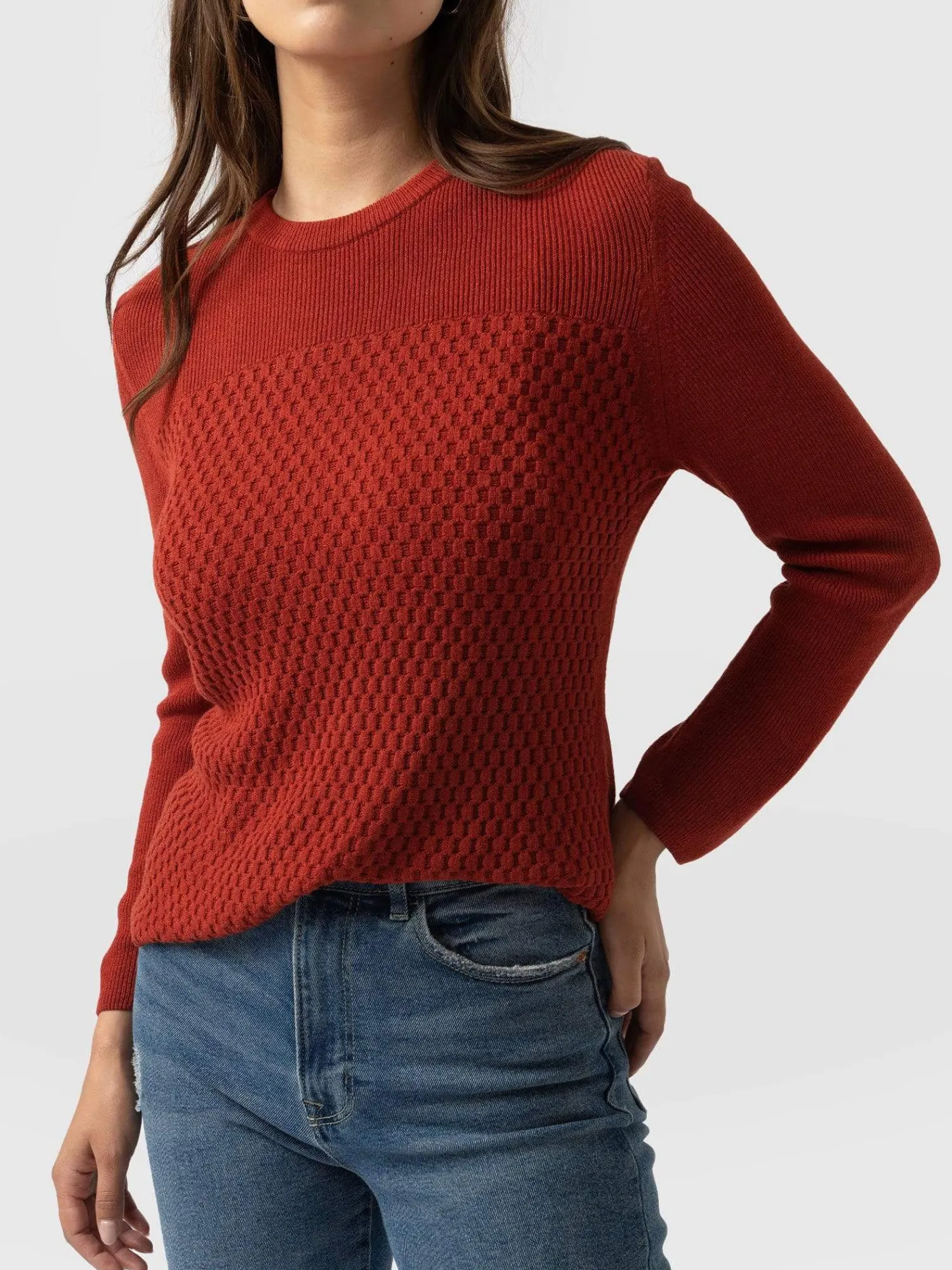 Online Saint and Sofia Honeycomb Rib Sweater - Amber
