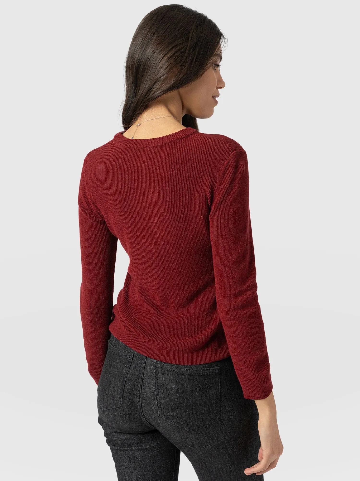 Sale Saint and Sofia Honeycomb Rib Sweater - Burgundy