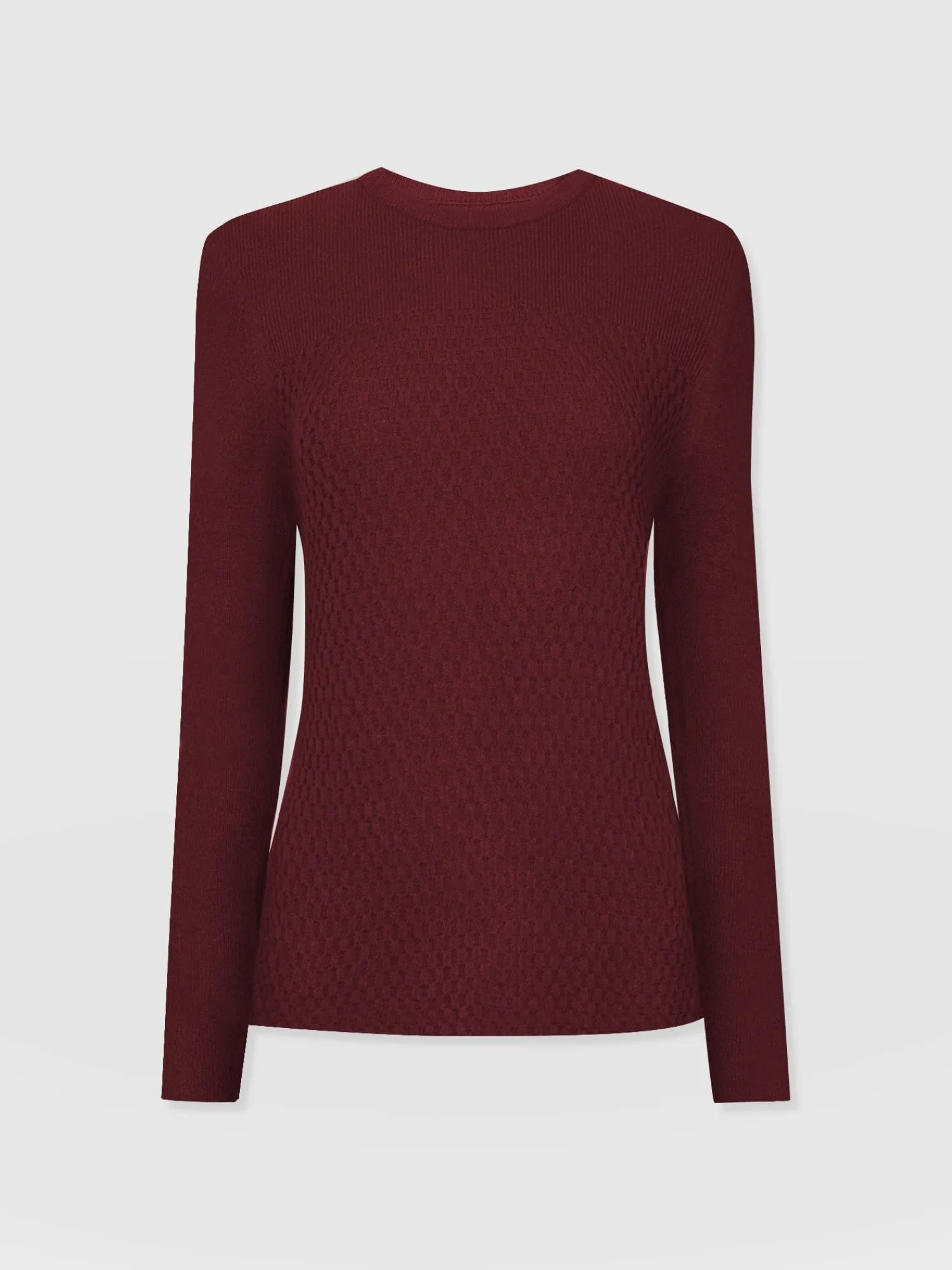 Sale Saint and Sofia Honeycomb Rib Sweater - Burgundy