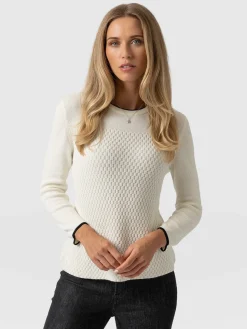 Discount Saint and Sofia Honeycomb Rib Sweater - Cream