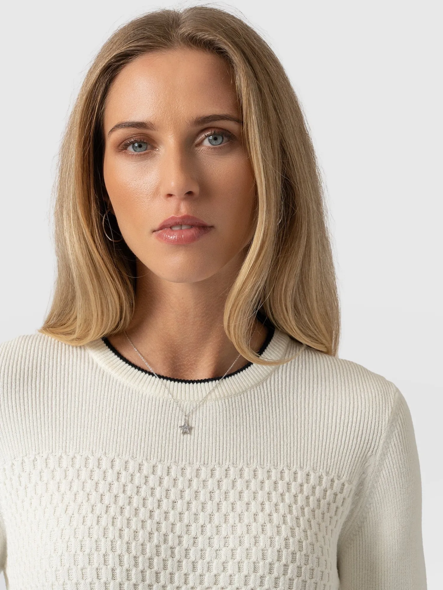 Discount Saint and Sofia Honeycomb Rib Sweater - Cream