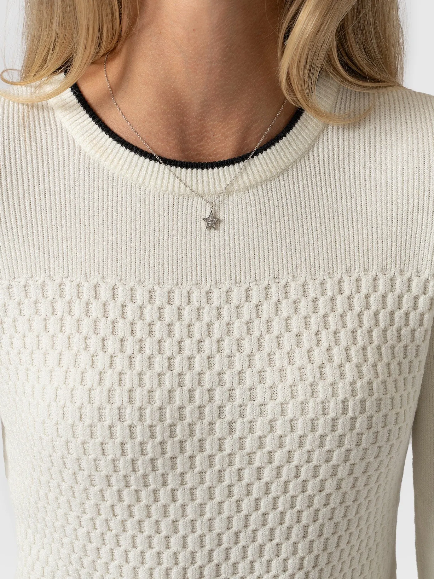Discount Saint and Sofia Honeycomb Rib Sweater - Cream