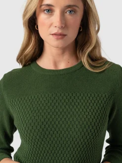 Clearance Saint and Sofia Honeycomb Rib Sweater - Green
