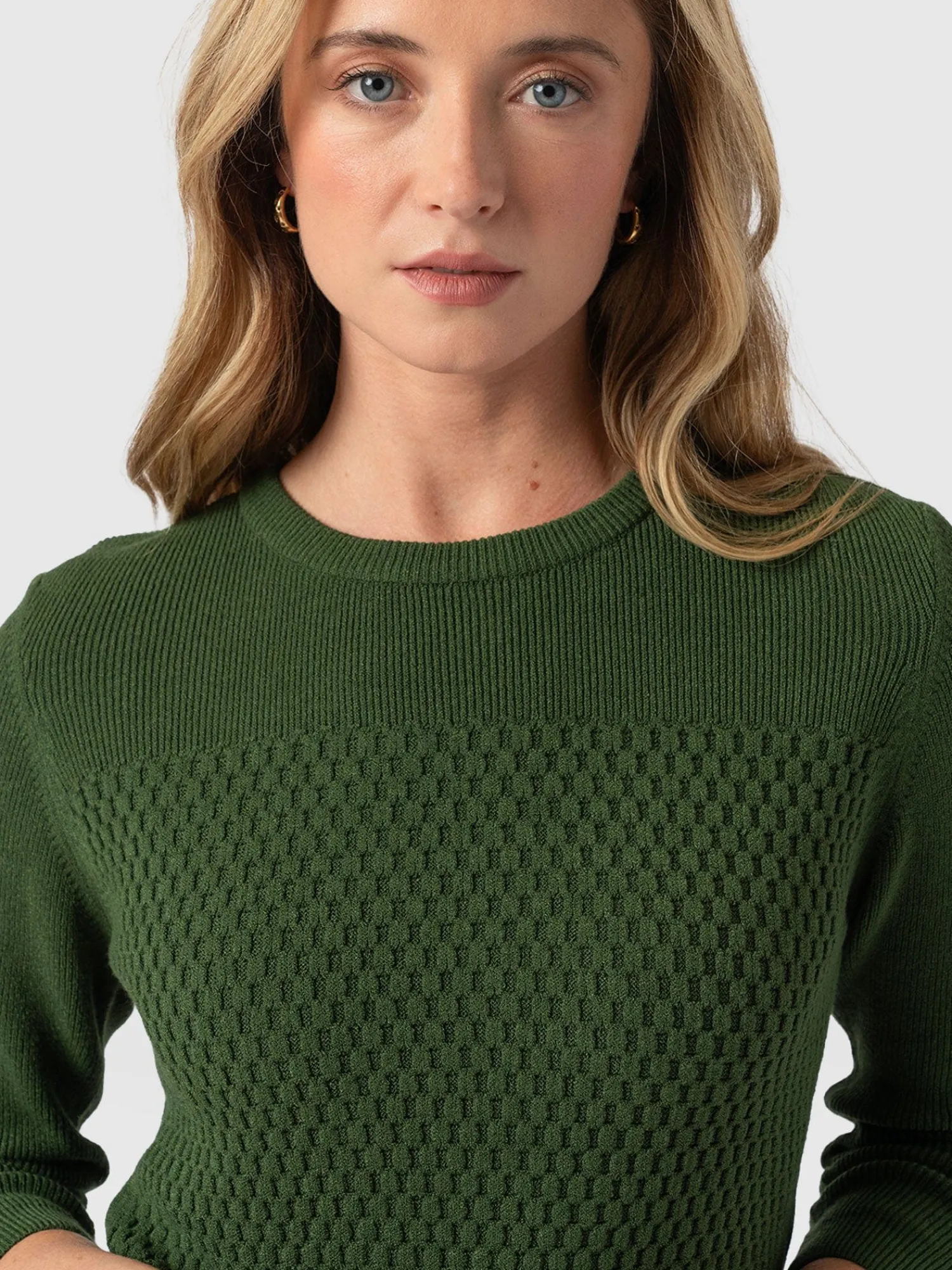 Clearance Saint and Sofia Honeycomb Rib Sweater - Green
