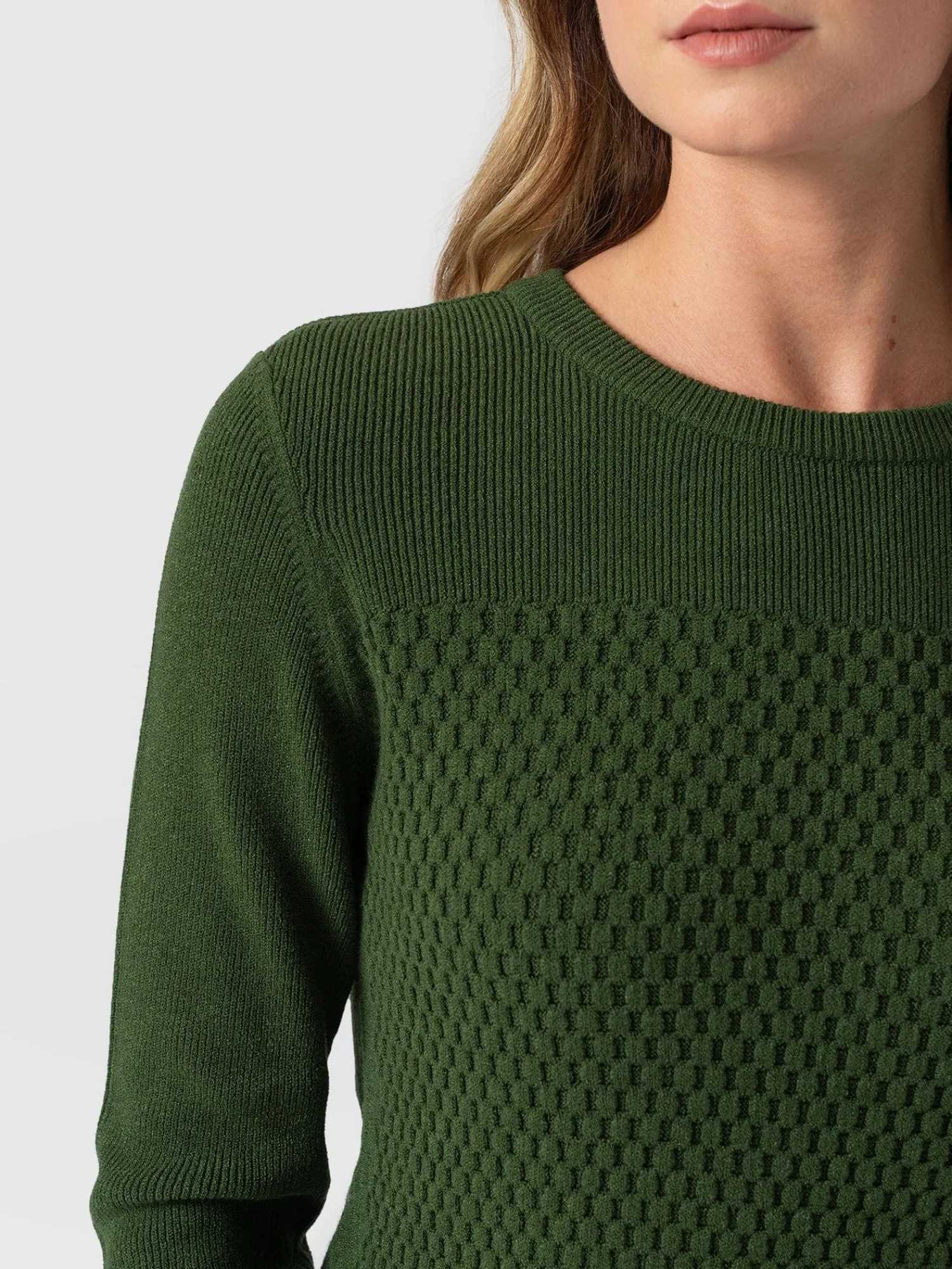 Clearance Saint and Sofia Honeycomb Rib Sweater - Green