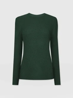 Clearance Saint and Sofia Honeycomb Rib Sweater - Green
