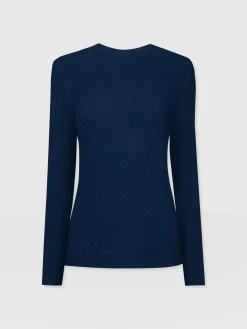 Best Saint and Sofia Honeycomb Rib Sweater - Navy