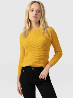 Sale Saint and Sofia Honeycomb Rib Sweater - Yellow
