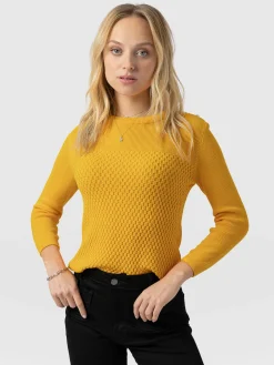 Sale Saint and Sofia Honeycomb Rib Sweater - Yellow