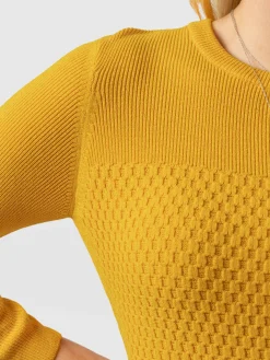 Sale Saint and Sofia Honeycomb Rib Sweater - Yellow