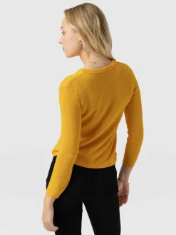 Sale Saint and Sofia Honeycomb Rib Sweater - Yellow