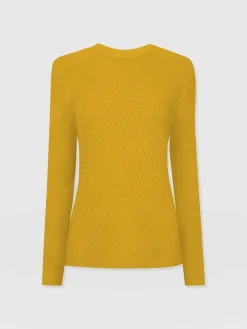 Sale Saint and Sofia Honeycomb Rib Sweater - Yellow