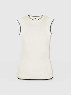 Sale Saint and Sofia Honeycomb Sleeveless Rib Knit - Cream
