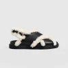 Discount Saint and Sofia Isla Shearling Sandal - Black