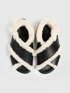 Discount Saint and Sofia Isla Shearling Sandal - Black