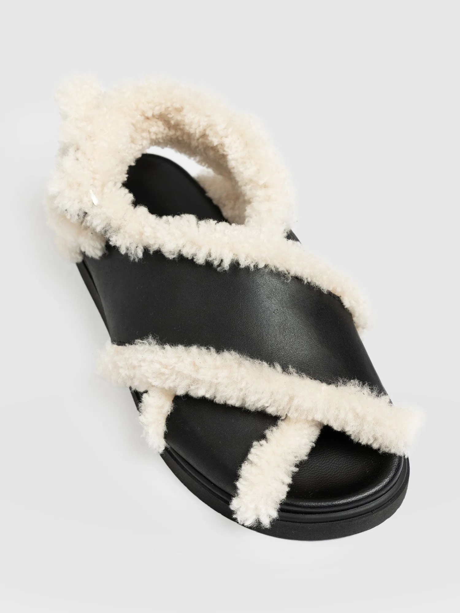 Discount Saint and Sofia Isla Shearling Sandal - Black