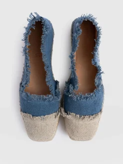 Hot Saint and Sofia Ivy Frayed Espadrille Pumps - Blue