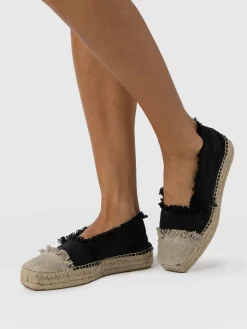 Best Saint and Sofia Ivy Frayed Espadrille Pumps - Black