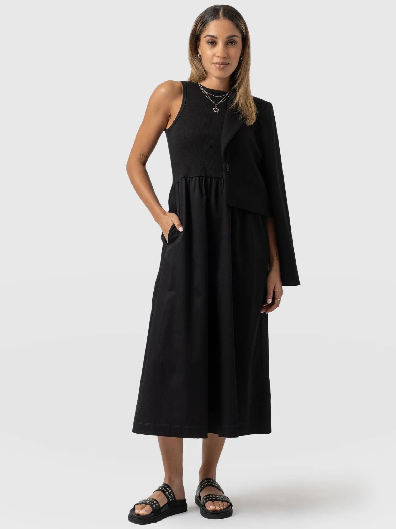 Hot Saint and Sofia Ivy Full Skirt Sleeveless Dress - Black