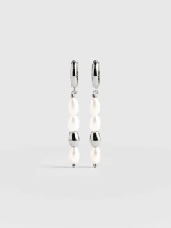 New Saint and Sofia Jacqueline Pearl Drop Earrings - Silver