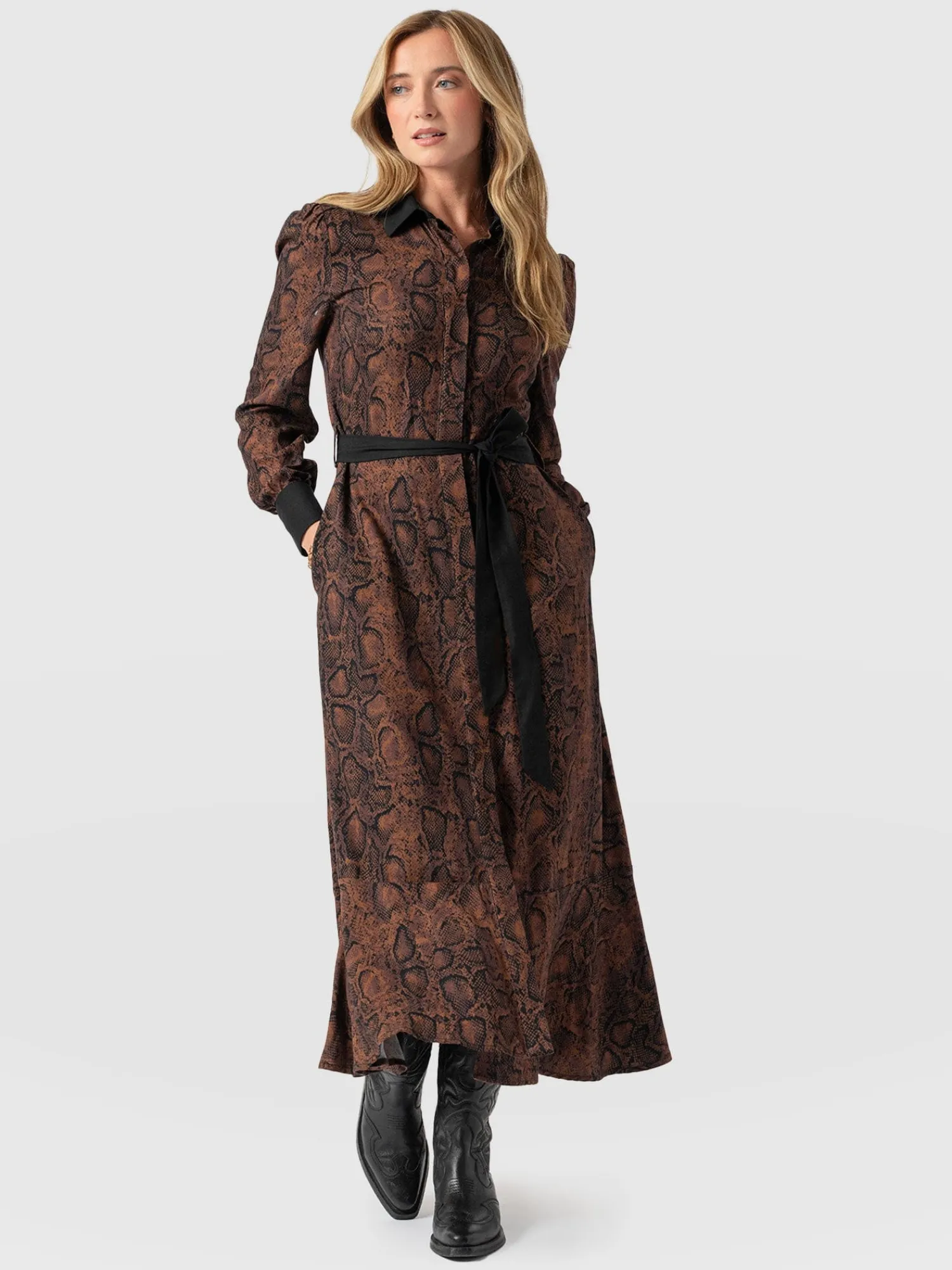 Sale Saint and Sofia Jacqueline Shirt Dress - Brown Snake