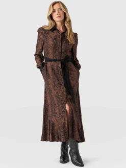 Sale Saint and Sofia Jacqueline Shirt Dress - Brown Snake