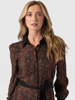 Sale Saint and Sofia Jacqueline Shirt Dress - Brown Snake