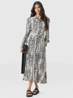 Outlet Saint and Sofia Jacqueline Shirt Dress - Cream Snake