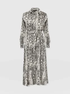 Outlet Saint and Sofia Jacqueline Shirt Dress - Cream Snake