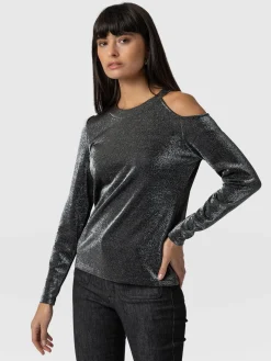Best Saint and Sofia Jasna Cold Shoulder Tee - Silver