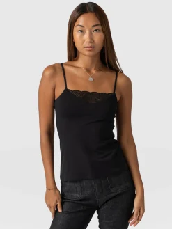 Online Saint and Sofia Jersey Lace Cami - Black