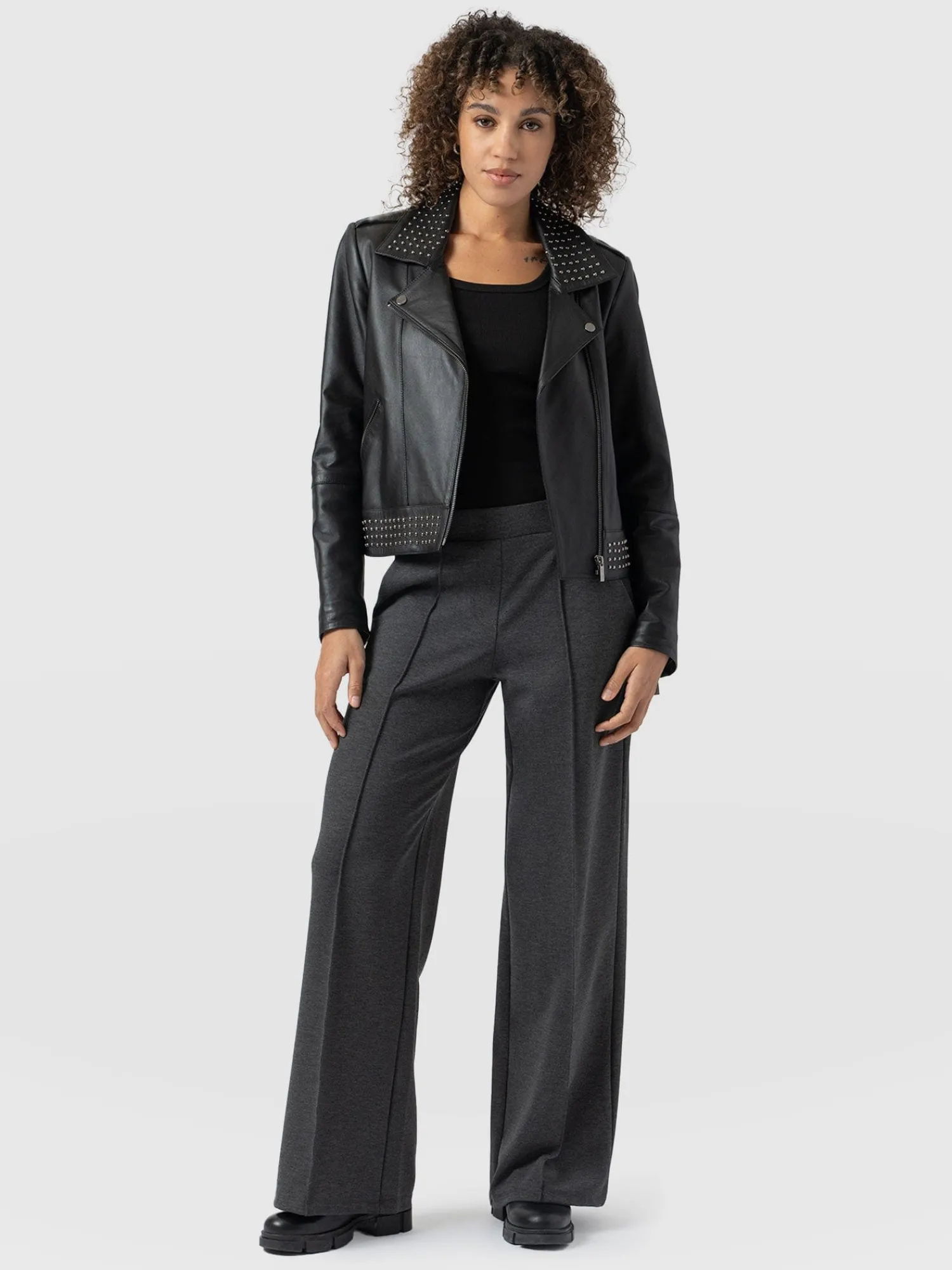 Hot Saint and Sofia Keller Wide Leg Pant - Charcoal