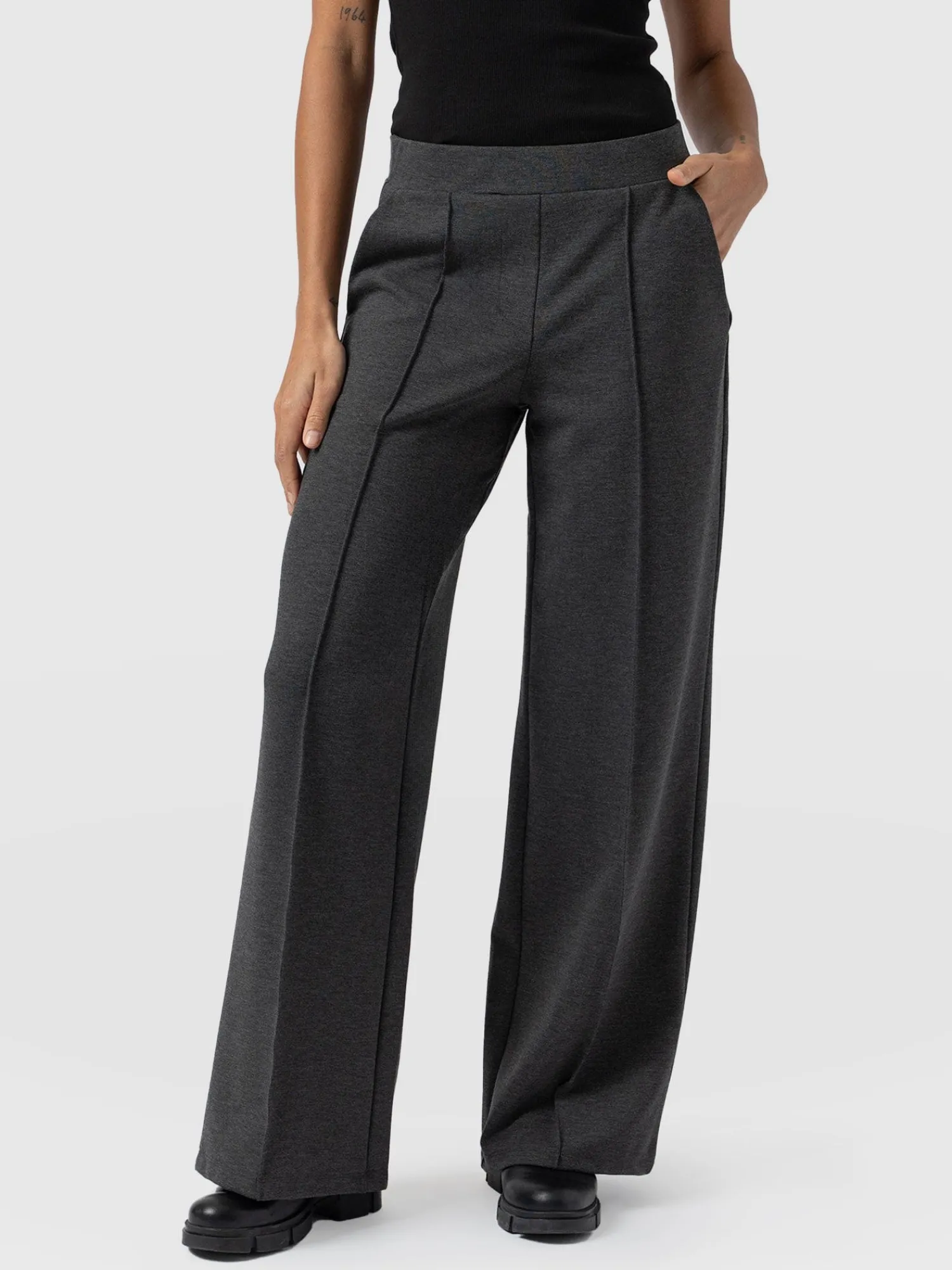 Hot Saint and Sofia Keller Wide Leg Pant - Charcoal