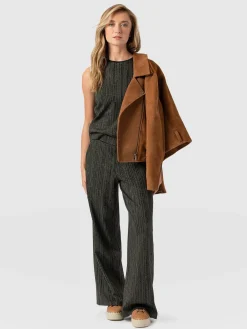 Discount Saint and Sofia Keller Wide Leg Pant - Green Texture