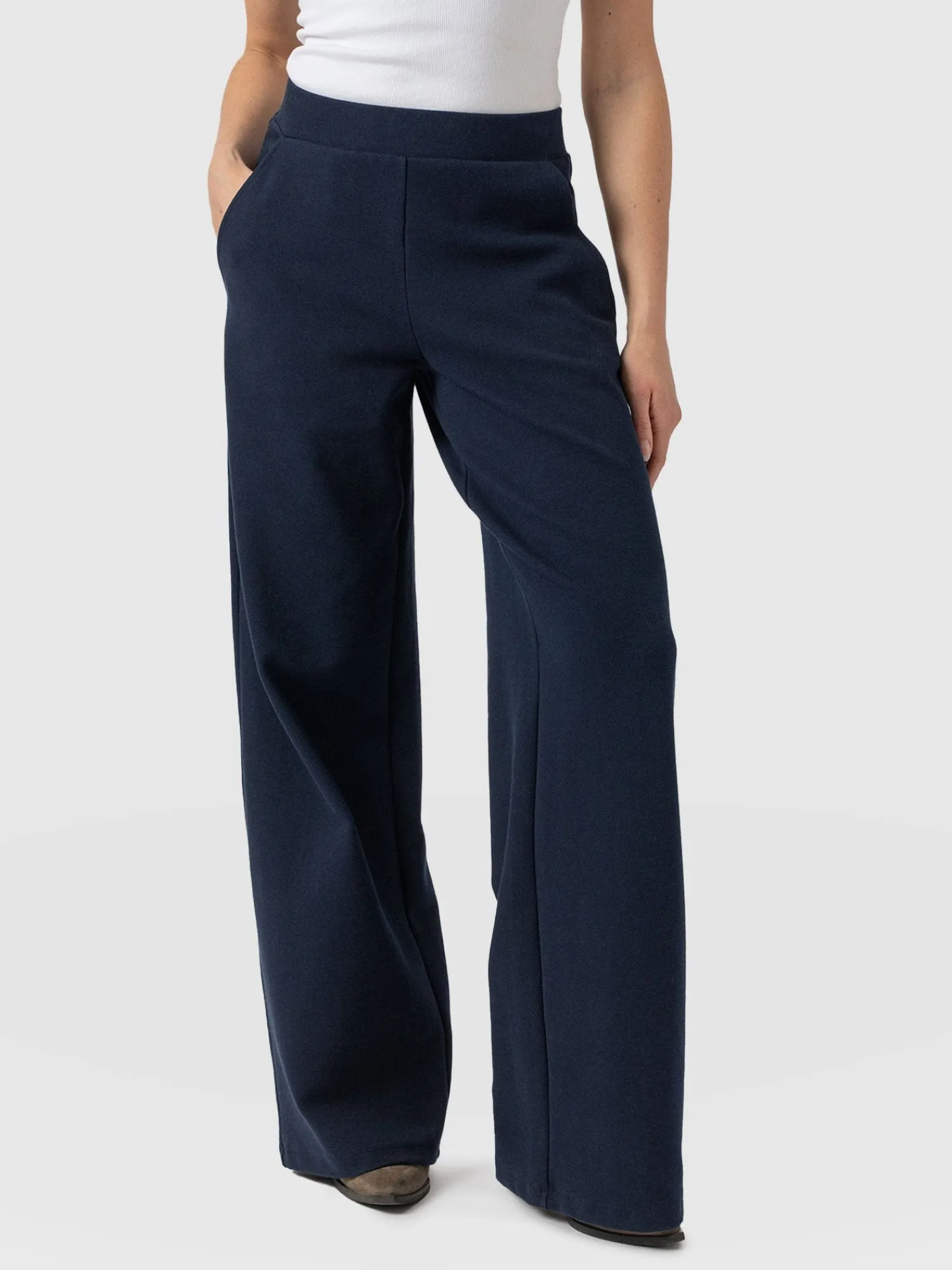 Clearance Saint and Sofia Keller Wide Leg Pant - Navy Twill