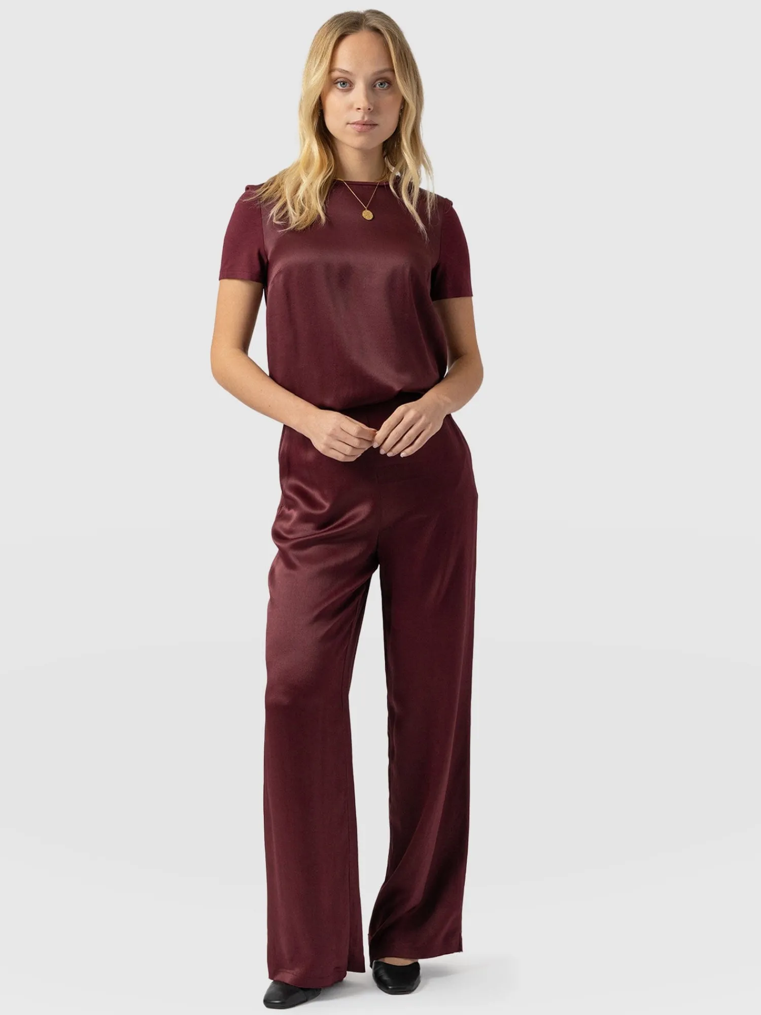 Best Saint and Sofia Langley Wide Leg Pant - Maroon