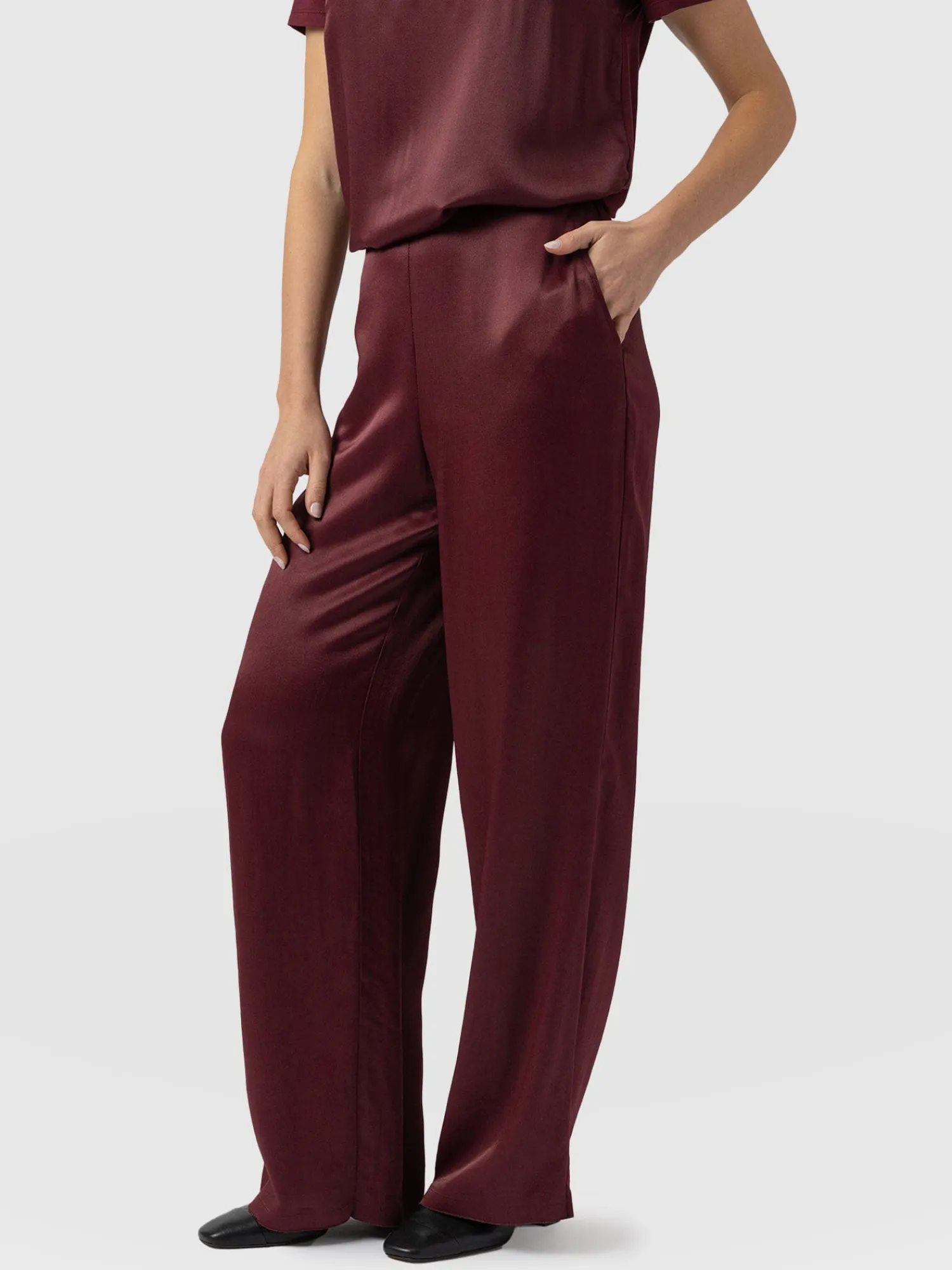Best Saint and Sofia Langley Wide Leg Pant - Maroon