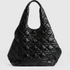 Discount Saint and Sofia Large Stella Quilted Shoulder Tote Bag - Black