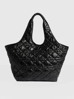 Discount Saint and Sofia Large Stella Quilted Shoulder Tote Bag - Black