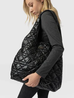 Discount Saint and Sofia Large Stella Quilted Shoulder Tote Bag - Black