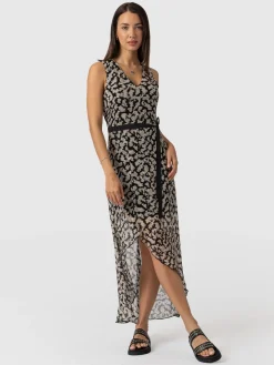 Discount Saint and Sofia Lexi High Low Dress - Black Confetti Petal