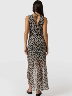 Discount Saint and Sofia Lexi High Low Dress - Black Confetti Petal