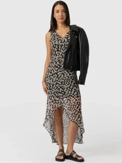 Discount Saint and Sofia Lexi High Low Dress - Black Confetti Petal